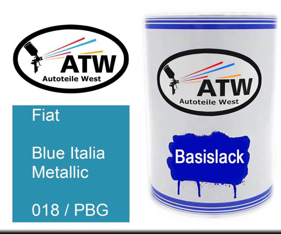 Fiat, Blue Italia Metallic, 018 / PBG: 500ml Lackdose, von ATW Autoteile West.